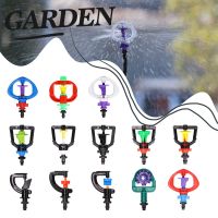 8-15PCS Garden Dripping Irrigation Misting System 1/4 39; 39; Barb 90/180/360° Refraction Micro Nozzle Hanging Humidifier Sprayer Tool