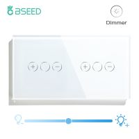 ✐✔ BSEED Double 1Gang Way Dimmer Switch Crystal Panel Wall Switches Touch Sensor Dimmable Led Light Touch Switches EU Standard