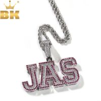 ☄ஐ☁  THE BLING Custom Name Iced Out 2 Lines Initial Pendant Chain Necklace Hiphop Jewelry