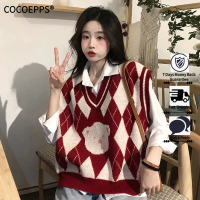 เสื้อเชิ้ตแขนยาว COCOEPPS 2023ฤดูใบไม้ผลิและสไตล์เกาหลีฤดูใบไม้ร่วงเสื้อกั๊กสเวตเตอร์ถัก