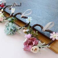 Shabby Chic Heart Rattan Artificial Simulation Rose Flower Home Door Lintel Chair Wall Decoration Wedding Party Supplier Artificial Flowers  Plants