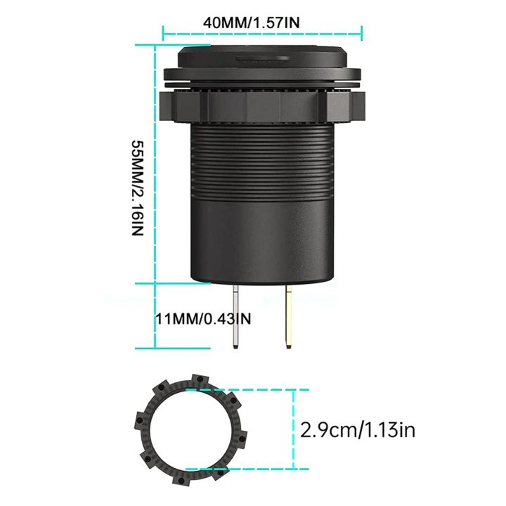 ราคาถูก-p21-b-car-fast-charging-พร้อมพอร์ตเอาต์พุต12v-pd-usb-พร้อมจอแสดงผลแรงดันไฟฟ้า