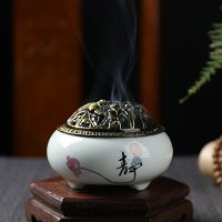 【SWLife】Incense Burner Censer Ice Crack Burner Ceramic Incense Holder for Yoga Spa Aroma Home Decor Use for Cones Stickscoil Incense