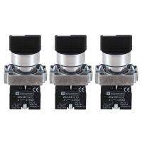 3pcs 22mm Latching 2 NO 3-Position Rotary Selector Select Switch ZB2-BE101C Black