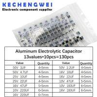 ✧◐ 130pcs/LOT 1uF-220uF SMD Aluminum Electrolytic Capacitor Assorted Kit Set 13valuesx10pcs 130pcs Samples Kit