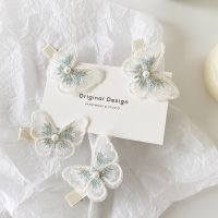 Fairy Hair Clips ins Korean Pearl Embroidery Butterfly Bangs Clip Mesh Hair Clip Hair Accessories