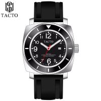 ✌☾TACTO Reginald นาฬิกาสายสีดำสปอร์ตสำหรับผู้ชาย,นาฬิกาเหล็กสเตนเลส Tali Jam Tangan Karet กรอบแบบคลาสสิก