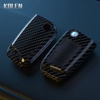 ABS Carbon Fiber Car Key Case Cover Fob For VW Volkswagen Golf 7 MK7 Tiguan MK2 For SEAT Ateca Leon FR 2 Ibiza For Skoda Octavia