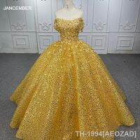 ✈◎ AEOZAD JANCEMBER-Luxo Quinceanera Vestidos Organza vestido de baile lantejoulas Beading Amarelo Strapless DY6551 2023