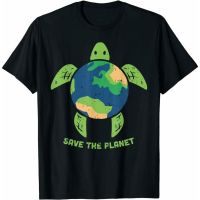 เสื้อยืดคอกลมเสื้อยืด พิมพ์ลาย Save The Planet Earth Day Environment Turtle Recycle สําหรับผู้ชาย[S-5XL]