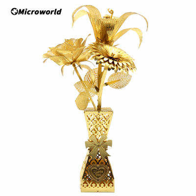 Microworld 3D Metal Flower Styling Puzzle Romantic Rose Lily Model Assemble Kits Laser Cut Jigsaw Toys Valentine Gifts For Adult