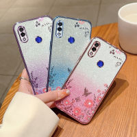 เคสสำหรับ Xiaomi Redmi Note 7 / Note 7เคสหรูหรามีเพชรแวววาวเคลือบเงาลายดอกไม้ชุบเคสมือถือเคสป้องกันซิลิโคนด้านหลังกันกระแทกผู้หญิง