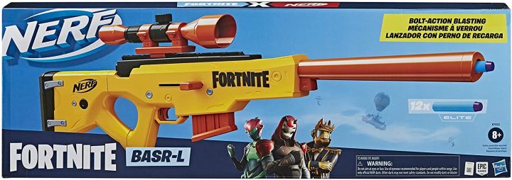 NERF Fortnite BASR-R Bolt Action Blaster Includes 3 Bush Targets and Dart  Clip