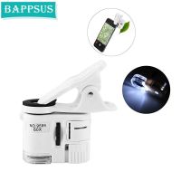 Universal Clip on Mobile Phone Lens Microscope 60X LED 9595W Microscopes UV Light Optical Instrument Magnifying Glass Macro Lens