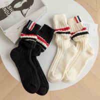 Women Loose Long Socks Striped Knitting Wool Winter Thick Warm Korea Style Japanese Fashion High Tube Student Girls Stockings