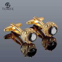 กระดุมข้อมือผู้ชาย TOMYE XK20S009สุดหรูคุณภาพสูงเพทายสีดำ En สีเงินกระดุมกลมชุดทางการกระดุมข้อมือเสื้อเชิ้ตลิงก์