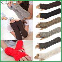 QIZUI Charm Ladies Floral Winter Women Long Gloves Arm Warmer Fingerless Knit Mitten