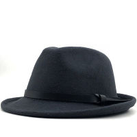 Hot winter white Men Jazz Cap Gentleman Fedoras Wool Homburg Male Classical Narrow Brim Ribbon Jazz Hat Adjustable Top Hat