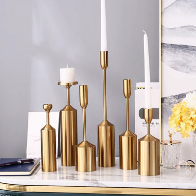 1 Set Brass Gold Candlestick Holders Taper Candle Holders for Home Decor Wedding Table Centerpieces Decoration