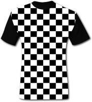 Mens T-Shirts Black &amp; White Checkerboard Squares 3D Floral Print T-Shirt Comfy Casual Tops for Men Tees