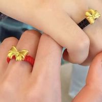 Vietnam alluvial gold on the princess butterfly ring fashion transport bead female red rope weaving shell pearl has the butterfly ring