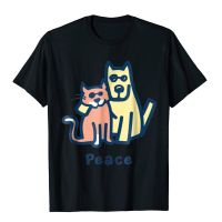 Cat Mom Dog Mom Peace Together I Love Pets Tshirt Cotton Simple Style Tops Tees Hip Hop Mens T Shirts Classic