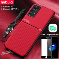 NUBULA สำหรับ Xiaomi 12T Pro 12T (6.67 ") ปลอกฟรีกระจกนิรภัย Silky หนังความรู้สึก Hp Xiaomi 12T Pro โทรศัพท์มือถือกรณีกันกระแทกรถแม่เหล็กปกหลัง Lanyard ชุดทำความสะอาดหน้าจอสำหรับ Xiaomi Mi 12T Pro 12T