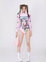 [COD] Masquerade cat ins swimsuit womens one-piece hot spring belly slimming long-sleeved surfing wetsuit