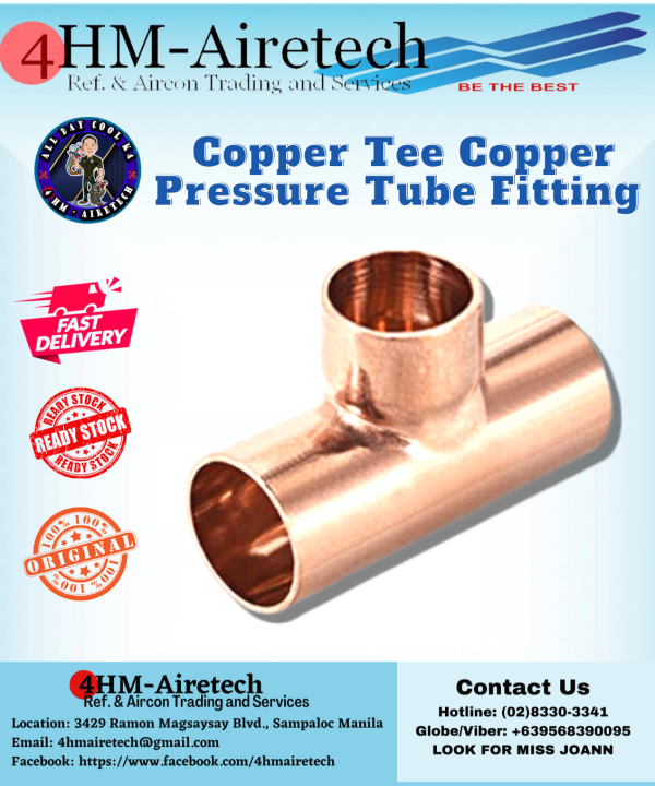 FOURHM Copper Tee Copper Pressure Tube for aircon SOLD PER PIECE