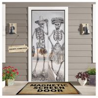 【LZ】◆❖❀  Skull Skeleton Hat Bottle Magnetic Screen Door Curtain Home Summer Window Mosquito Net for Kitchen Bedroom