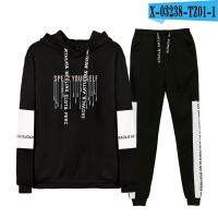 BTS Kpop พิมพ์2ชิ้นชุดชุดสตรี/เสื้อแขนยาวผู้ชาย Hoodies + Sweatpants อินเทรนด์เดรสเปิดไหล่ข้างเดียว