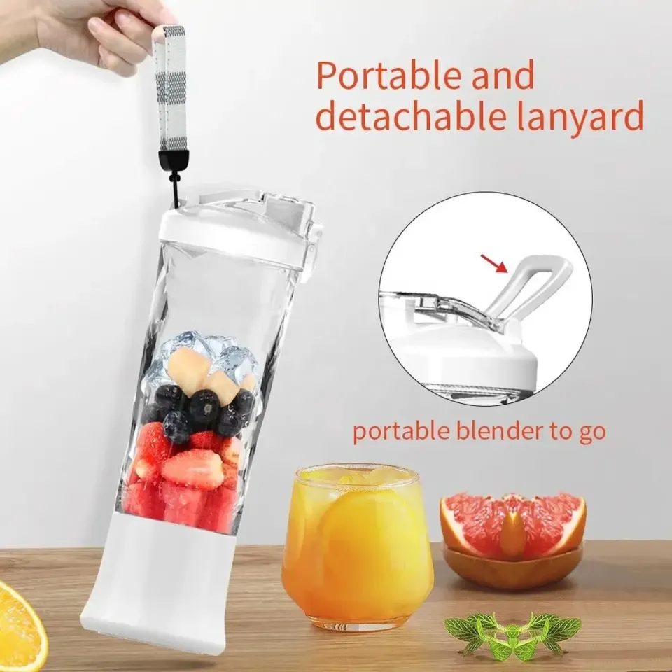 Portable Blender 600ml Electric Juicer Fruit Mixers 4000mah Usb  Rechargeable Smoothie Mini Blender Personal Juicer Colorful Cup Personal  Size Blender Mini Frui…