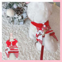 Glitter Pooch Harness ชุดรัดอก สายจูง เสื้อผ้า สุนัข, หมา, แมว, สัตว์เลี้ยง พร้อม สายจูง รุ่น White Polar Xmas Boy