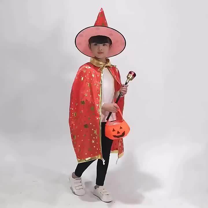 Jubah Halloween Kanak-Kanak Dewasa Pesta Tarian Berpakaian Topi Jubah ...