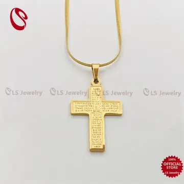 ADORATO JEWELRY 24K Gold Figaro Chain Style Cross Pendant Necklace 5MM Cross  Necklace Clasp for MEN, HUSBAND Thin for Charms Miami Cuban Link Diamond  Cut Religious Beveled Edge (20) | Amazon.com