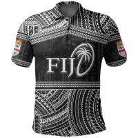 2023 NEW Style Fiji Rugby Polynesian Patterns Polo Shirt Whitesize：XS-6XLNew product，Can be customization