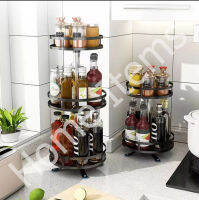 Home Items360 ° Rotatable Kitchen Spice Rackชั้นวางเครื่องเทศในครัวหมุนได้ 360° ชั้นเก็บของในบ้าน ที่เก็บของชั้นว่างของหมุนได้ 360°