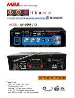 MBA แอมป์ เครื่องขยายเสียง MINI Amplifier รุ่น AV-268A/i3 มีบลูทูธในตัว USB/FM/SD การ์ด ใช้งานได้ 2 ระบบ AC/DC แอมป์ขยาย แอมป์ตัวเล็ก /สินค้าพร้อมจัดส่ง