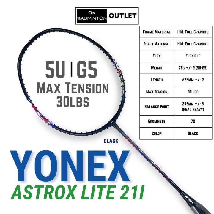 YONEX Astrox Lite 21i (Black) Badminton Racket YONEX Original