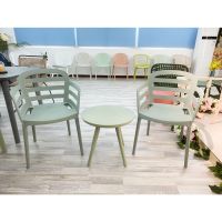 Table+2 chairs  plastic  set, outdoor/indoor ,light green