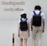 Backpack Lady size กระเป๋าเป้ กระเป๋าสะพาย หนังแท้ สีดำ สำหรับใส่โน้ตบุ๊ค ใส่อุปกรณ์-PARAGON