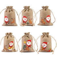 Santa Claus Party Accessories Holiday Party Favor Bags Cute Santa Claus Storage Bags Decorative Party Supplies Christmas Drawstring Gift Bag