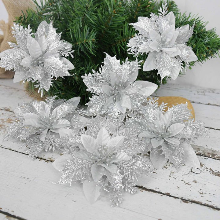 cw-5pcs-christmas-decoration-14cm-glitter-artificial-flower-head-for-christmas-tree-ornament-fake-flower-diy-wedding-birthday-decor