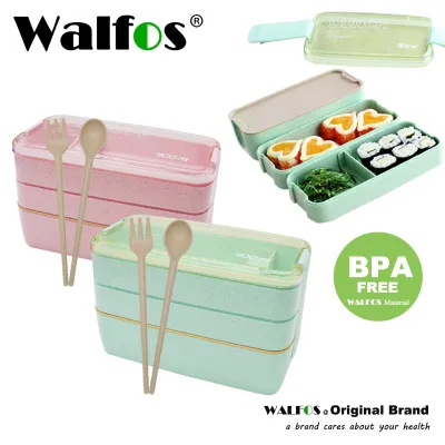 WALFOS New Arrive 900ml Japanese Microwave Lunch Box Portable 3 Layer Bento Box Healthy Food Container Oven Dinnerware set