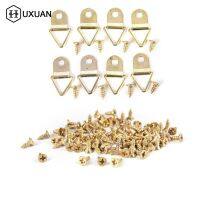 100pcs/Set Universal Strong Golden D Rings Decor Picture Frames Hanger Hooks Hanging Triangle With 100pcs Screws Helper