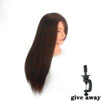 hot！【DT】❐◙  real hair brown training model head doll inch long hairstyle natural