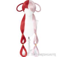 SHUAIYI อะนิเมะ uma peça uta peruca คอสเพลย์ longo metade vermelho meia luz rosa resistente ao calor do cabelo sintético ปาร์ตี้ฮาโลวีนคอสเพลย์วิกผม boné