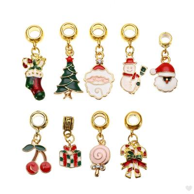 9pcs/lot Christmas Snowman Enamel Charms Bangle Bracelets Beads Metal DIY Handmade Christmas Gift Charms For DIY Jewelry Making