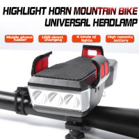 JumpingFish USB Rechargeable Bike Light ​Front amp Bicycle lighting 4000mAh Cycling Electric Horn With Phone Holder