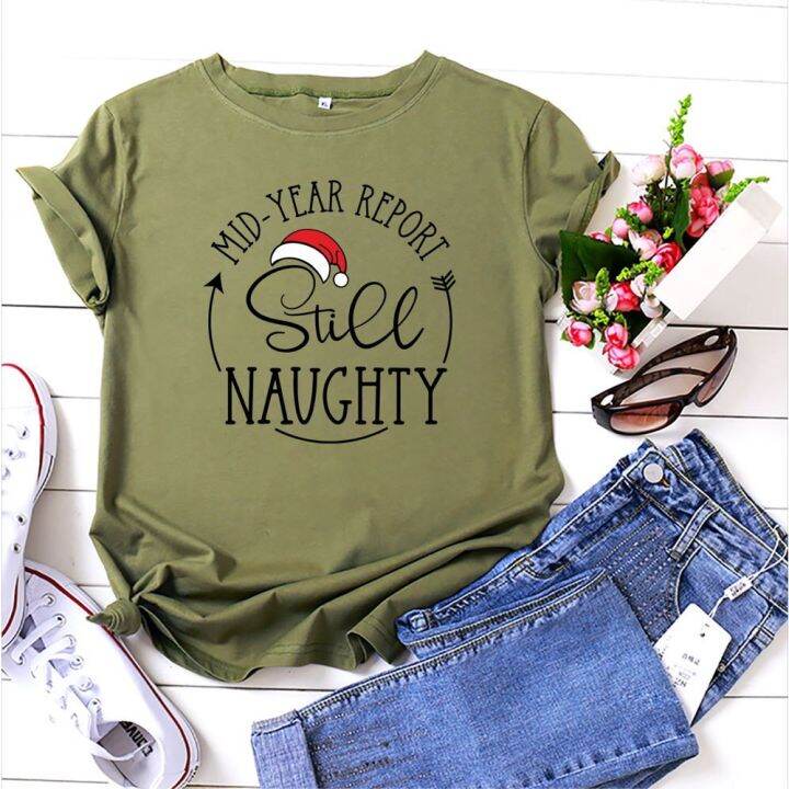 เสื้อยืดคริสต์มาส-women-men-top-christmas-mid-year-report-still-naughty-short-sleeve-tshirt-ladies-fashion-tee-shirt-s